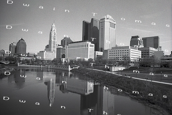 Columbus Skyline in black and white